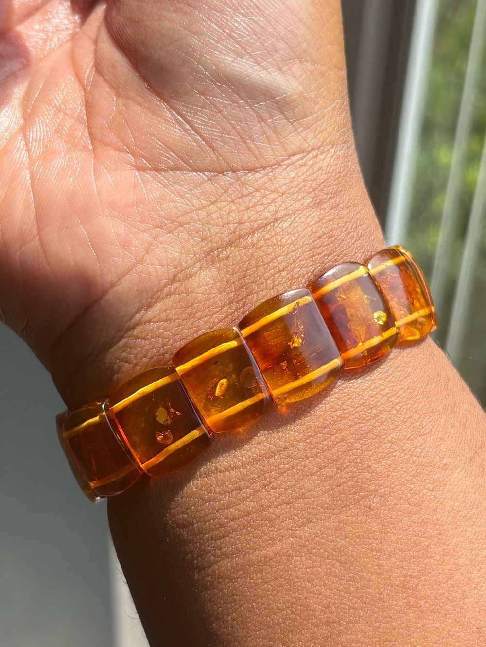 Flower Amber Bangle Crystal Bracelet 16mm - Picture 6 of 8